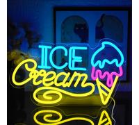 UExnkj-Y Ice Cream Neon Sign for Wall Decor, Ice Cream Shaped LED Signs Colorful Neon Light Up Sign USB Dimmable Letter Neon Wall Sign for Bedroom Restaurant Cafe Drink Bar Business Ice Cream Shop
