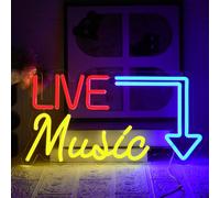 UExnkj-Y Live Music Neon Sign Music Neon Light with Dimmable Switch USB Powered Letters Neon Sign Lighting Sign for Bar Music Stadium Nightclub Party