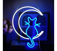 UExnkj-Y Moon Cat Neon Sign Cat Neon Light USB powered LED neon with switch, suitable for game room, club, party, nightclub, gift wall decoration