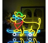 UExnkj-Y Neon Sign for Dachshund Skateboard Dog Neon Sign Dimmable Neon Sign for Bedroom, Skateboard Shop, Pet Store