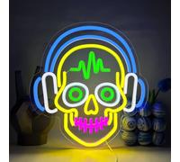 UExnkj-Y Skull Neon Sign Headphones Skull Neon Lights Advertising Wall Decoration USB powered LED neon with switch, suitable for game room,club,party,nightclub,gift,Halloweenwall decoration