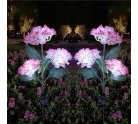 Uezeth 2-Pack Solar Garden LED Flower Lights Decoration, Solar Lights Outdoor Garden Waterproof, Hydrangea Solar Lights,Solar Garden Ornaments for Lawn Patio Porch Flowerbed Pathway (Pink), ED1295