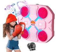 Uezeth Music Boxing Machine with Boxing Gloves, Smart Music Boxing Machine with Bluetooth, Adjustable Light, Wall Target Training Devices for Adult Kid Home Exercises (Pink)