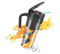 Uezeth Portable Juicer Fruit Ninja, Portable Multi-Function USB Charging Juice Cup Fruit Electric Juicer, 470 ML Portable Smoothie Blender with Straw for Baby Food, Gym, Kitchen, Travel (Black)