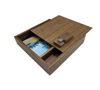 UFARID Walnut Wood Photo Album Box USB Flash Drive 16GB 32GB 64GB Photography Wedding Storage Device USB3.0 Memory Stick Customizable Pendrive (64GB, Walnut)