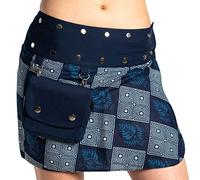 Ufash Mini Skirt for Women from India - with 18 Press Buttons - Reversible with 2 Different Patterns and an Attached Purse - Wrap-Around Skirt Goa as Festival Clothes - Many Different Designs