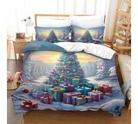 UFAZEHDNS Christmas Tree Duvet Cover 3 PCS Hotel Quality Quilt Cover Bedding Bed Covers with Pillowcases with Zipper Closure Breathable Stylish Comforter Super King(260x220cm)