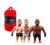 UFC Punching Bag 3" Articulated Figure + Surprise Fighting Set, with Accessories and Cage Base, 8 Years, Bizak (64119015)