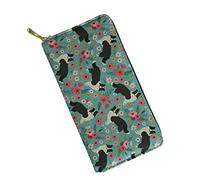 UFDIS Border Collie Dog Flower Pattern Women Leather Wallet Clutch Purse Card Holders