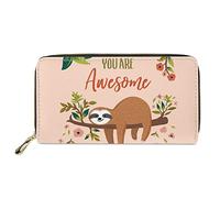 UFDIS You are Awesome Sloth Long Wallet Clutch Purse Zip Around Credit Card Organizer Gift for Women Girls