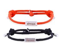 UFEEL Adjustable Matching Bracelet for Friends&Couples Handmade Red Good Luck Protection Bracelet Gift for Family Women's Stretch Bracelet, 7.5 cm, Nylon, no gemstone