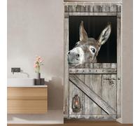 Ufeela Small Stall Donkey Shower Curtain 36Wx72L Inch RV Half Farmhouse Funny Rustic Barn Door Farm Animal Retro Wood Shower Curtain Bathroom Set Country Bath Curtain Bathtub Accessories Home Decor