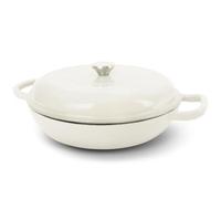 UFEH Enameled Cast Iron Dutch Oven, 3.8 Quart Pot With Lid, Non-Stick, Round, Oven Safe up to 500F for Marinate, Cook, Bake, Refrigerate and Serve - Cream White