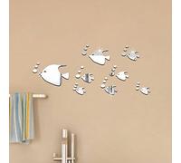 ufengke® 8-pcs 3D Tropical Fish Mirror Effect Wall Stickers Fashion Design Art Decals Home Decoration Silver