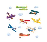 ufengke Colorful Airplane Wall Stickers Aircraft Biplane DIY Wall Decals Art Decor for Bedroom Playroom