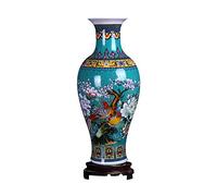 ufengke Jingdezhen Large Fishtail Ceramic Floor Vase, Handmade Home Decorative Flower Vase, Height 18.11"(46cm), Blue