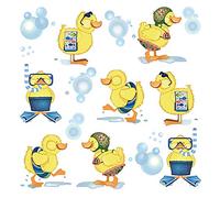 ufengke Little Yellow Ducks Wall Stickers Kids Bathroom Removable Vinyl Wall Art Decals Wall Decor