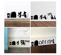 ufengke Mouse Holes Skirting Board Wall Stickers Removable Vinyl Wall Art Decals for Children's Room Living Room Bedroom, Black