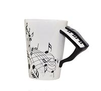 ufengke Musical Notes Design Coffee Mug Tea Cup,Creative Black Piano Handle Personalise Ceramic Coffee Cup Milk Cup,For Household Office