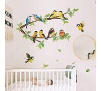 ufengke Robin Birds Wall Stickers Tree Branch Wall Decals Nursery Wall Art Decor for Kids Bedroom Living Room