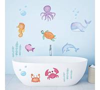 ufengke Under The Sea Kids Wall Stickers Marine Fish Seaweed Wall Decals Art Decor for Nursery Children Bedroom