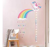 ufengke Unicorn Rainbow Height Chart Wall Stickers Cloud Raindrop Wall Decals Art Decor for Kids Girls Bedroom Nursery Living Room