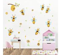ufengke Yellow Bee Wall Stickers Flower Beehive Branch Wall Decals Art Decor for Kids Bedroom Nursery Playroom