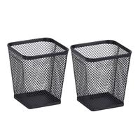 UFFICIUSUP Pen Holders 2 Pack Square Pencil Containers Metal Mesh Desk Pencil Cups Utensil Holders for Kitchen Desktop Organizers for Makeup Brushes