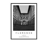 Uffizi Gallery Travel Print Florence Wall art Black and white Poster A4 Print only 21 X 29.7cm (8.3x11.7inch)