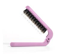 Uffy MiniPop Travel Hair Brush - Mini Folding Boar Bristles for Women, Men & Kids | Kid-Friendly Compact Comb for Wet & Dry Hair, Curly or Straight | Pocket-Size Detangler - Pink Lilac