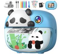 Uffylle Panda Kids Camera Instant Print Photo with 32G Card, 1080P HD Video Instant Cameras Age 3-12, Digital Toddler Camera Toys with Color Pens for DIY 3-12 Year Old Girls Boys Gifts Birthday, Blue