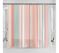 UFGFYTT Pastel Stripes Shower Curtain Waterproof Washable 135x255cm(WxL), Pink Mint Green Vertical Watercolour Bath Curtain With Hooks, Modern Artistic Bathroom Decor, Moisture Proof Bathtub Curtain