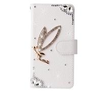 Ufgoszvp Case for iPhone 17 Pro, Glitter Glossy PU Leather Flower Gems Bling Diamond Buckle Shockproof Slim Flip Folio Wallet Phone Case with Card Holder Kickstand Function Magnetic Closure angel