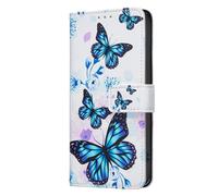 Ufgoszvp Case for Motorola Moto G75, Painted Shockproof Premium Leather Notebook Wallet Phone Cases with Magnetic Closure Stand Card Holders Flip Protective Cover for Motorola Moto G75,Blue Butterfly
