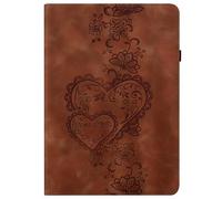 Ufgoszvp Folio Case for iPad Mini 5/4/3/2/1 Case 7.9 inch - Premium Leather Slim Fit Smart Shell Embossed Flowers love Standing Cover with Card Holder Auto Sleep/Wake, brown