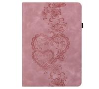 Ufgoszvp Folio Case for Samsung Galaxy Tab A9 Plus+ 11 inch 2023 - Premium Leather Slim Fit Smart Shell Embossed Flowers love Standing Cover with Card Holder Auto Sleep/Wake, pink