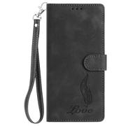 Ufgoszvp for Blackview A85 Case, Shock-Absorption PU Leather Embossed Feather Wallet Cases with Kickstand Card Slots Magnetic Flip Shockproof Phone Case for Blackview A85 black