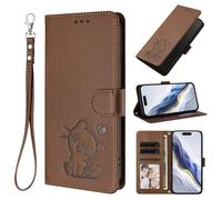 Ufgoszvp for Coolpad cool 30 Eco Case, Embossed Cat Shock-Absorption PU Leather Notebook Phone Cases with Kickstand Card Holders Shockproof Flip Protective Cover for Coolpad cool 30 Eco brown