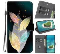 Ufgoszvp for Infinix HOT 40 Case Leather, Shockproof Wallet Book Flip Folio Stand View Cover Magnetic Closure with Card Slots and Kickstand for Infinix HOT 40 Phone Cover leaves