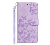 Ufgoszvp for Samsung Galaxy A70 Case, Flip Cover Shockproof Leather Book Wallet Cover Embossed Butterfly Magnet Closure with 8 Card Slots Kickstand Protection Cases for Samsung Galaxy A70 Purple