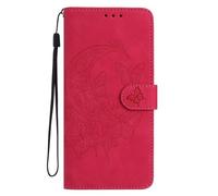 Ufgoszvp for Samsung Galaxy S24 Wallet Case with Card Holder Shockproof PU Leather Phone Cases Embossed Butterfly Kickstand Folio Flip Protective Cover for Samsung Galaxy S24 rose red
