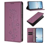 Ufgoszvp for ZTE Blade A76 5G Case, Embossed Cat Shockproof PU Leather Notebook Flip Wallet Phone Cases Folio Soft with Stand Card Slots Magnetic Protective Case for ZTE Blade A76 5G Purple