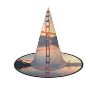UFhgjjb 2 PCS Halloween Witch Hat - Bridge under the sunset Full Print Witches Decor Party Costume, Cosplay Role Play Festival Carnival Hat