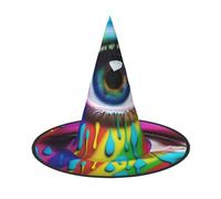 UFhgjjb 2 PCS Halloween Witch Hat - Colorful tears Full Print Witches Decor Party Costume, Cosplay Role Play Festival Carnival Hat