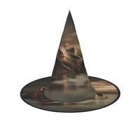 UFhgjjb 2 PCS Halloween Witch Hat - Hippopotamus observing the shore Full Print Witches Decor Party Costume, Cosplay Role Play Festival Carnival Hat