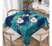 UFhgjjb 60"x60" Square Tablecloth â€“ Perfect for Dining, Kitchen, and Outdoor Events, Ocean stripe pattern Full-Surface Single-Sided Print