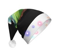 UFhgjjb A corner of the mountain Print LED Christmas Hat for Adults - Festive Santa Hat, Plush Unisex Holiday Headwear for Xmas, New Year