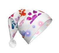 UFhgjjb Animal footprints Print LED Christmas Hat for Adults - Festive Santa Hat, Plush Unisex Holiday Headwear for Xmas, New Year