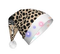 UFhgjjb Cheetah Print LED Christmas Hat for Adults - Festive Santa Hat, Plush Unisex Holiday Headwear for Xmas, New Year
