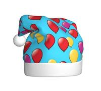 UFhgjjb Christmas Hat for Adult â€“ Festive Santa Hat Unisex Balloons flying in the sky Print Xmas Headwear, Plush Holiday Party Hat